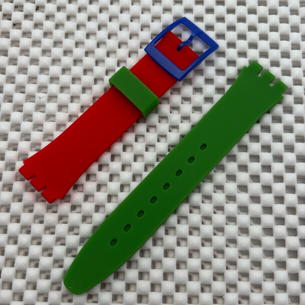 Red And Green Watch Band Strap Only  Fits Swatch Gent Model